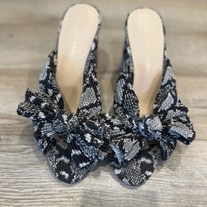 Gray Black Sand Snake Penny Bow Knot Mules